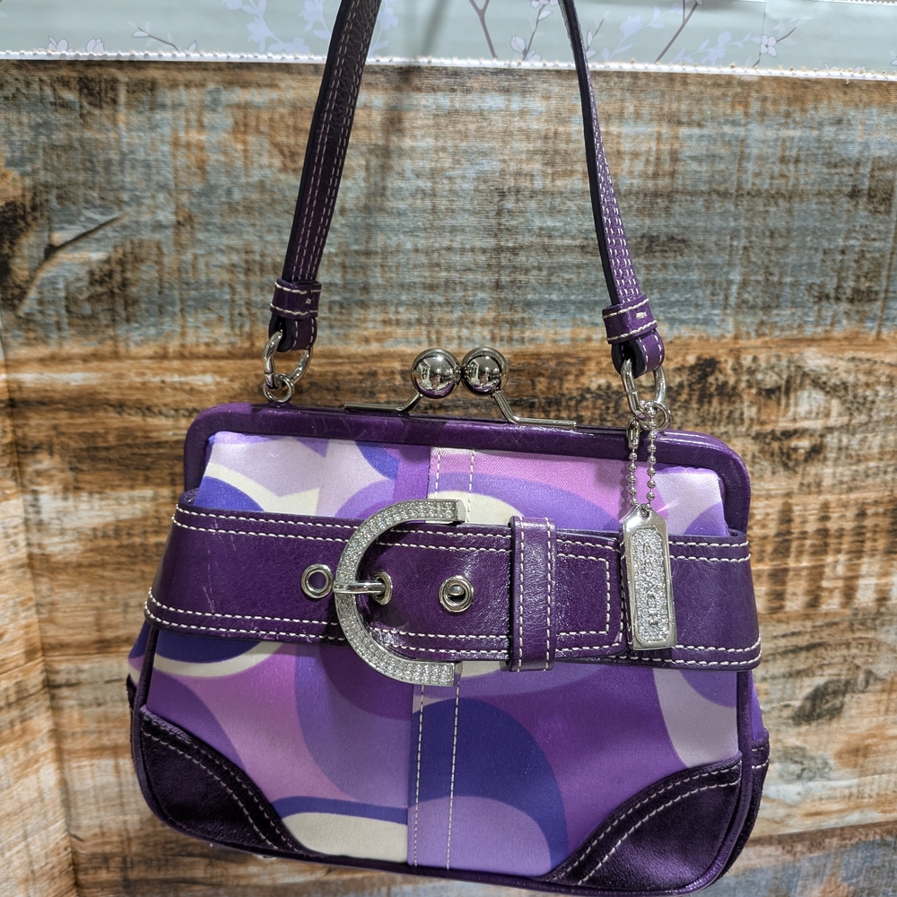 Coach Purple and Silver Shoulder Bag